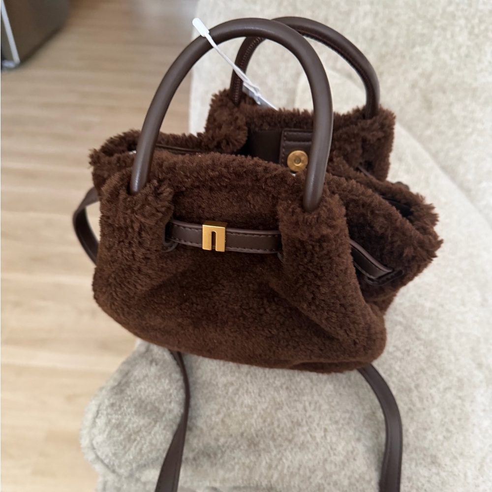 JW PEI Chocolate Shearling Crossbody Bag NWT Mini size